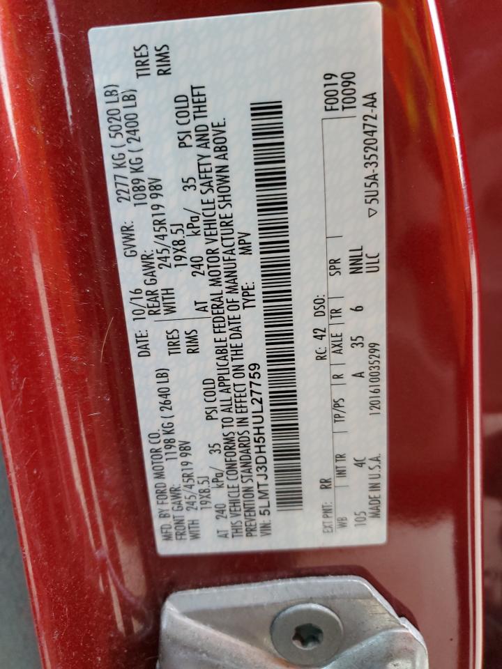 2017 Lincoln Mkc Reserve VIN: 5LMTJ3DH5HUL27759 Lot: 85594095