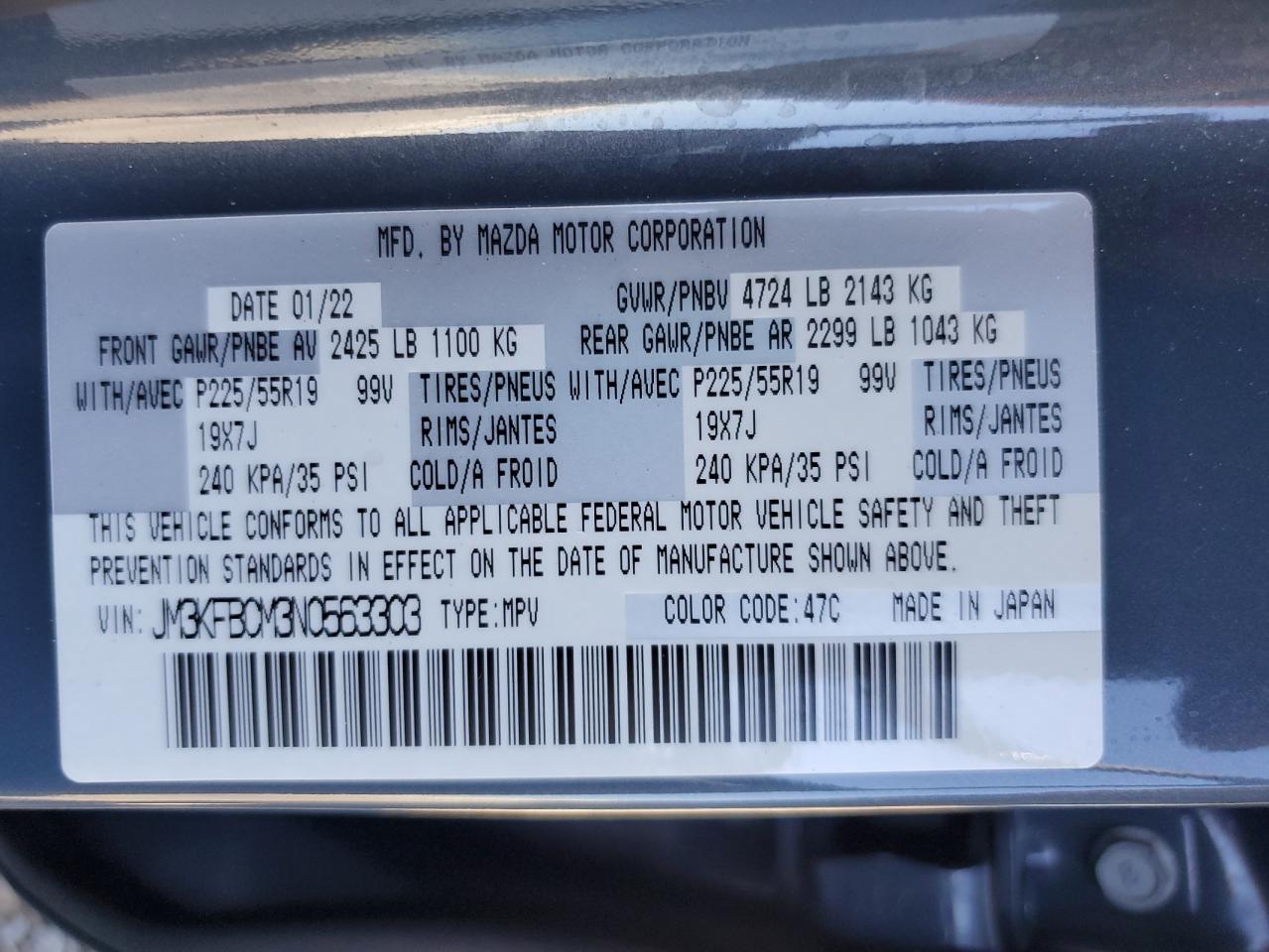 2022 Mazda Cx-5 Preferred VIN: JM3KFBCM3N0563303 Lot: 85287845