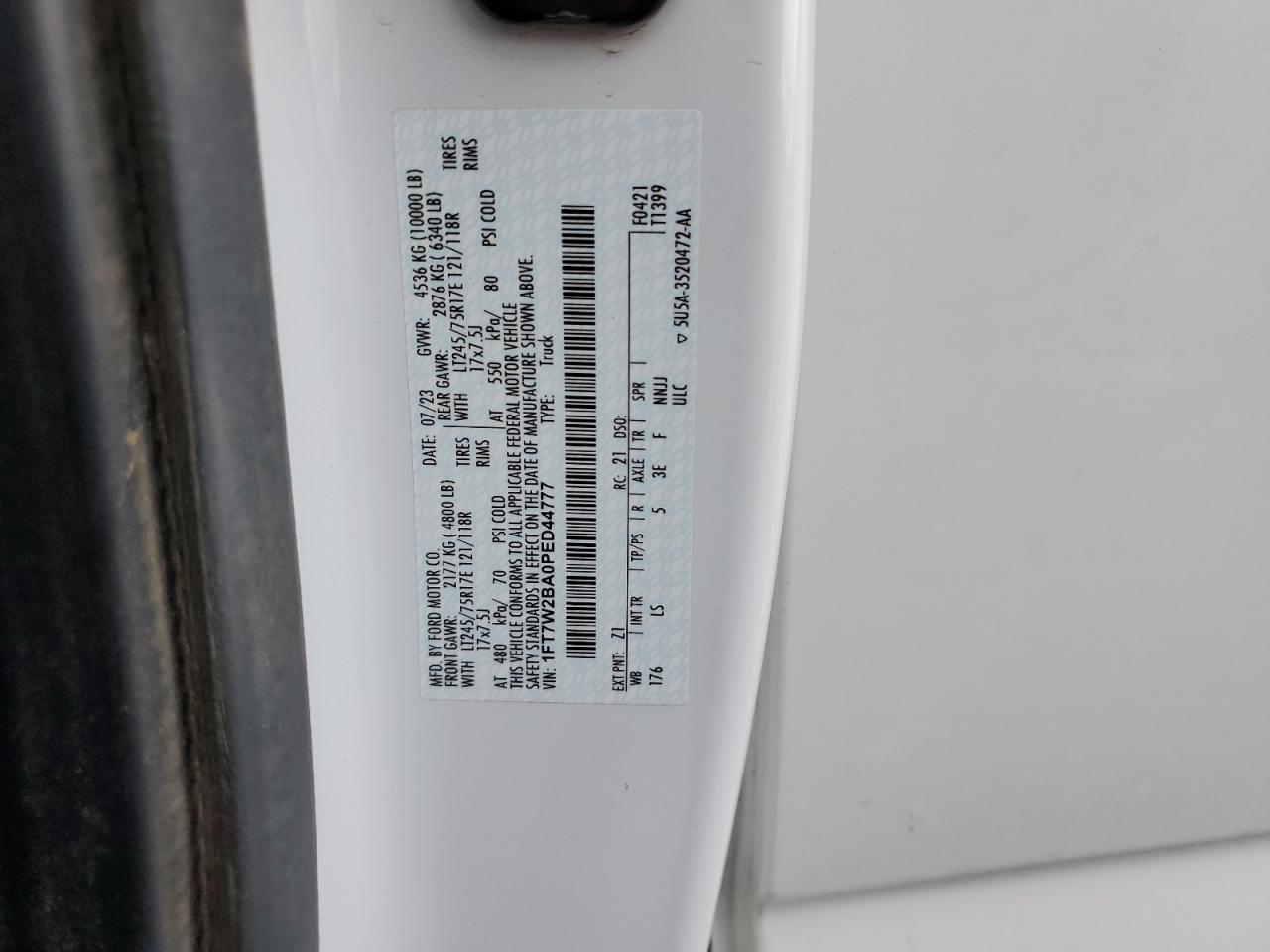 2023 Ford F250 Super Duty VIN: 1FT7W2BA0PED44777 Lot: 90590815