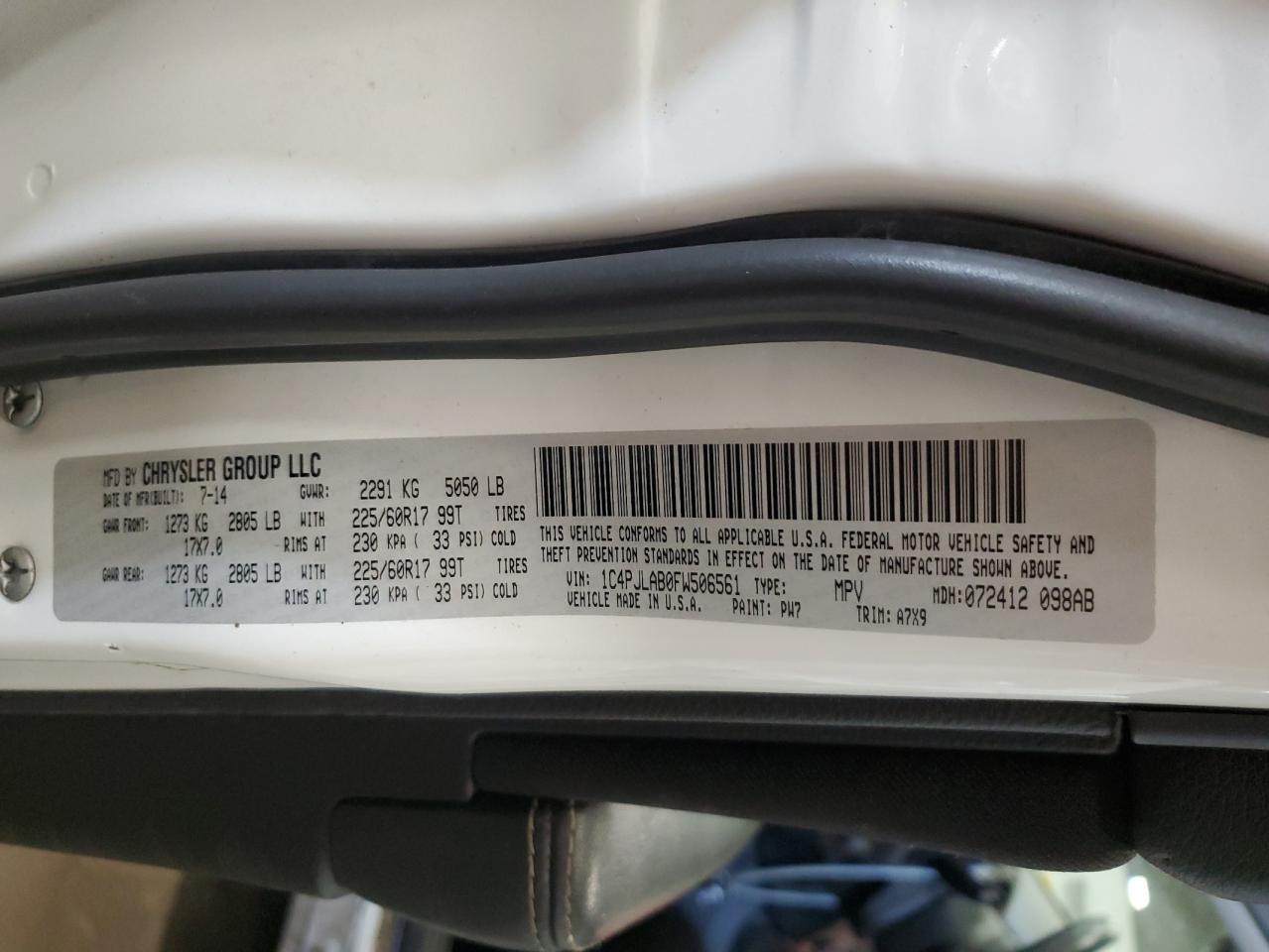 2015 Jeep Cherokee Sport VIN: 1C4PJLAB0FW506561 Lot: 81920475