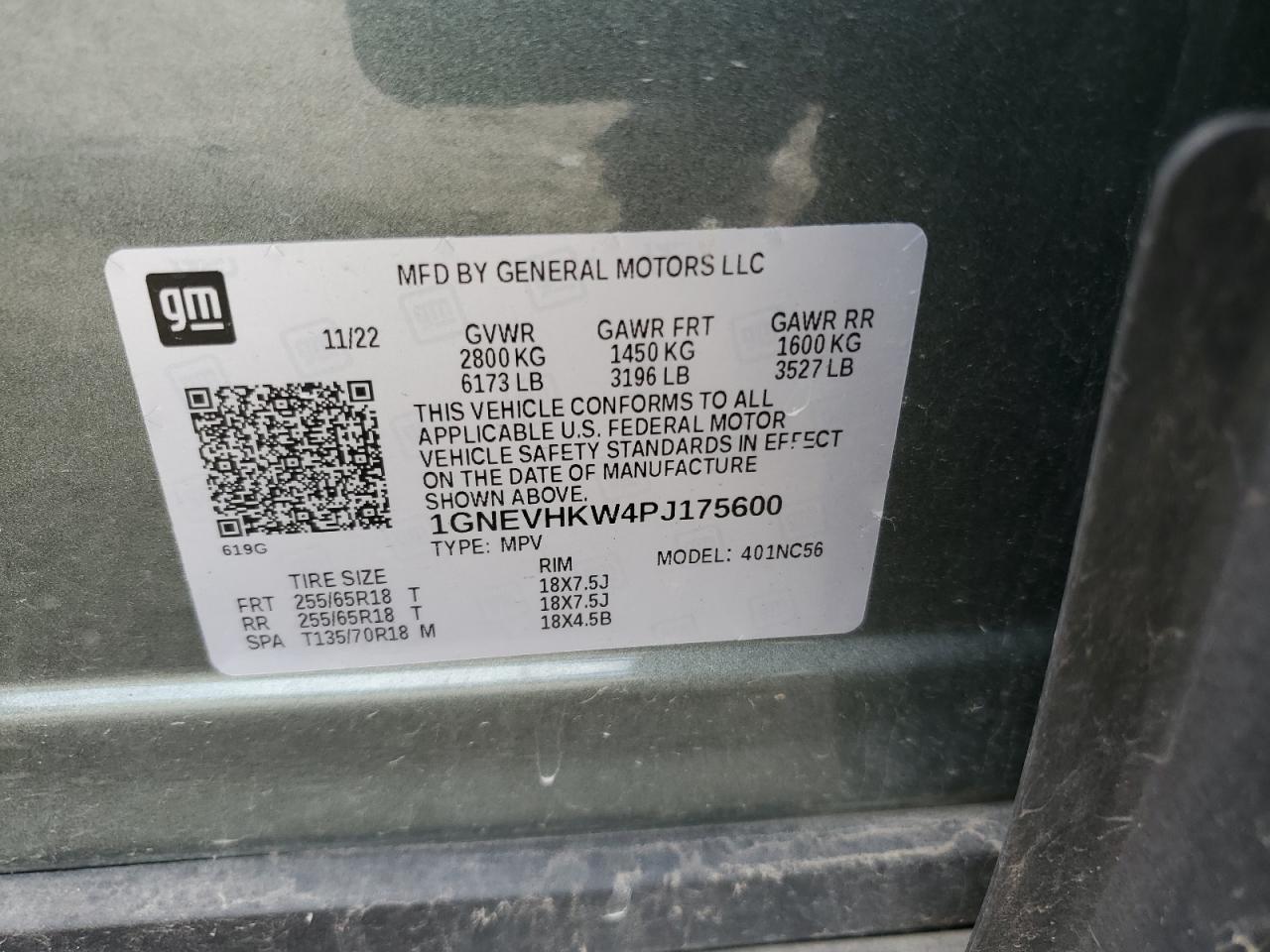 2023 Chevrolet Traverse Lt VIN: 1GNEVHKW4PJ175600 Lot: 86274305