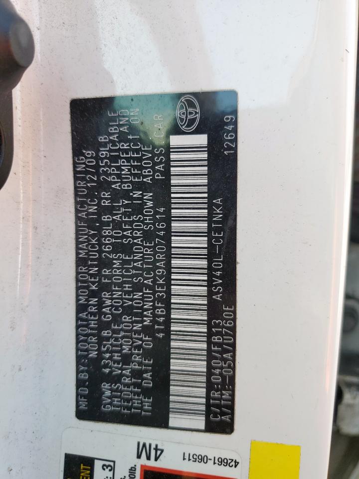 2010 Toyota Camry Base VIN: 4T4BF3EK9AR074614 Lot: 84923505