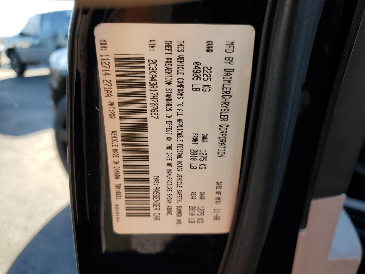 2007 Chrysler 300 VIN: 2C3KA43R17H707657 Lot: 82241695