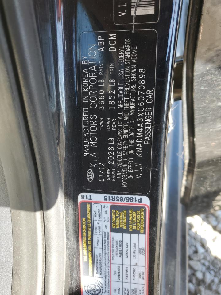 2012 Kia Rio Lx VIN: KNADM4A3XC6070898 Lot: 90867495