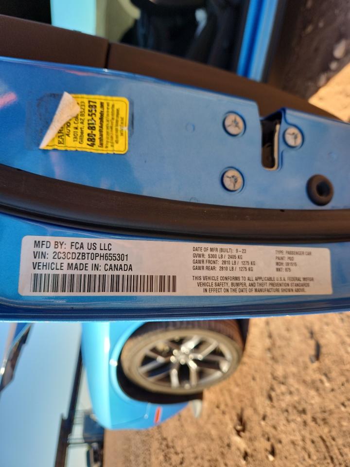 2023 Dodge Challenger R/T VIN: 2C3CDZBT0PH655301 Lot: 90087085