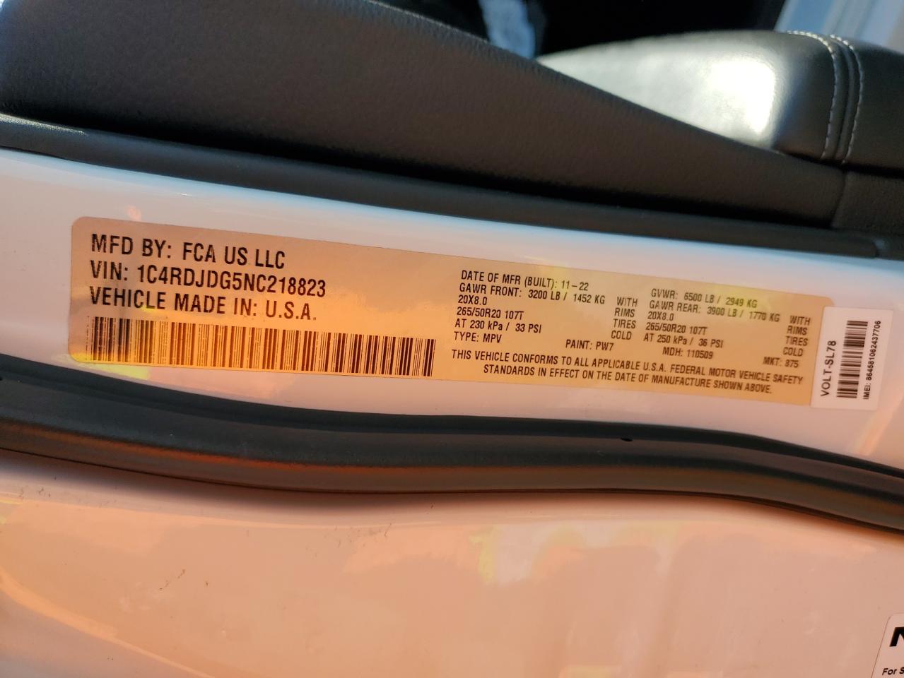 2022 Dodge Durango Gt VIN: 1C4RDJDG5NC218823 Lot: 82617085