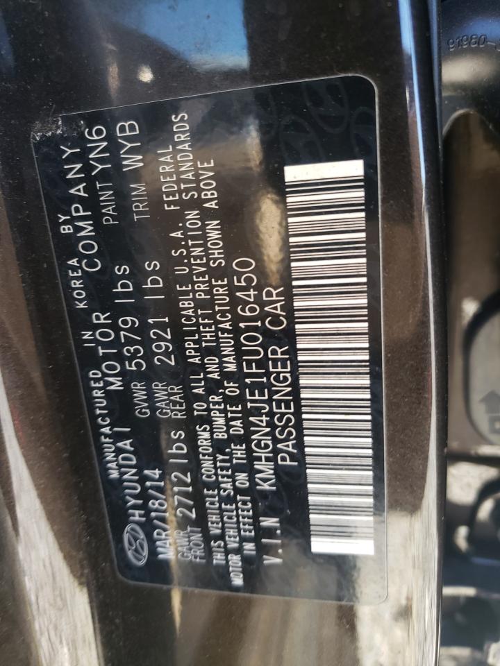 2015 Hyundai Genesis 3.8L VIN: KMHGN4JE1FU016450 Lot: 71853035