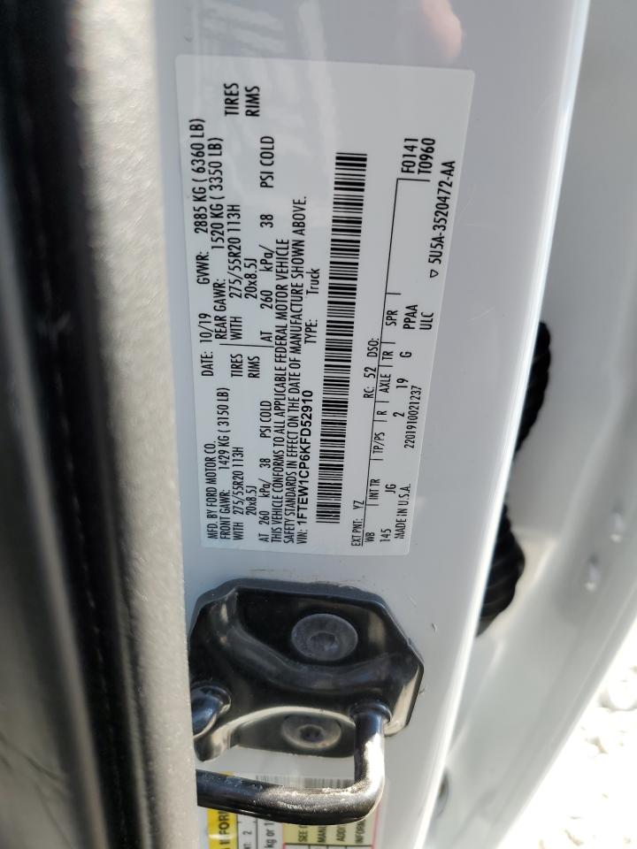 2019 Ford F150 Supercrew VIN: 1FTEW1CP6KFD52910 Lot: 89633405