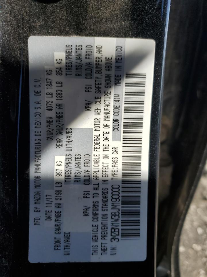 2018 Mazda 3 Grand Touring VIN: 3MZBN1W38JM190000 Lot: 84972865