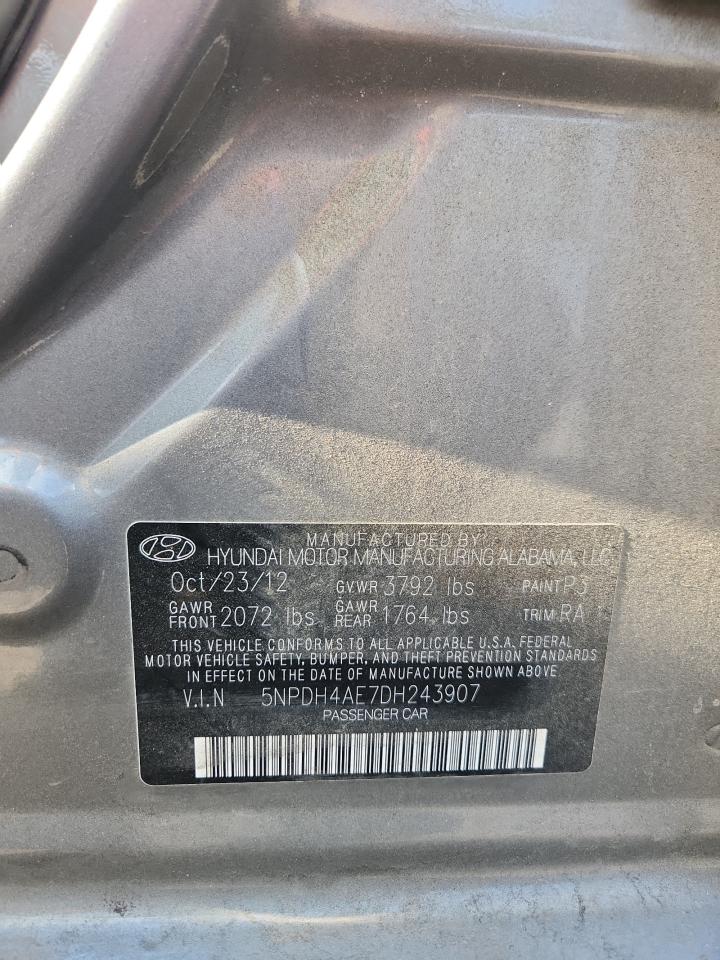 2013 Hyundai Elantra Gls VIN: 5NPDH4AE7DH243907 Lot: 86118775