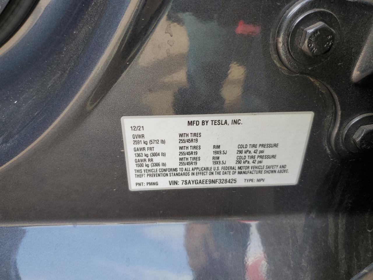 2022 Tesla Model Y VIN: 7SAYGAEE9NF328425 Lot: 87130215