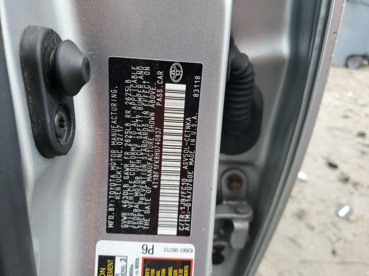 2017 Toyota Camry Le VIN: 4T1BF1FK8HU740837 Lot: 82386885