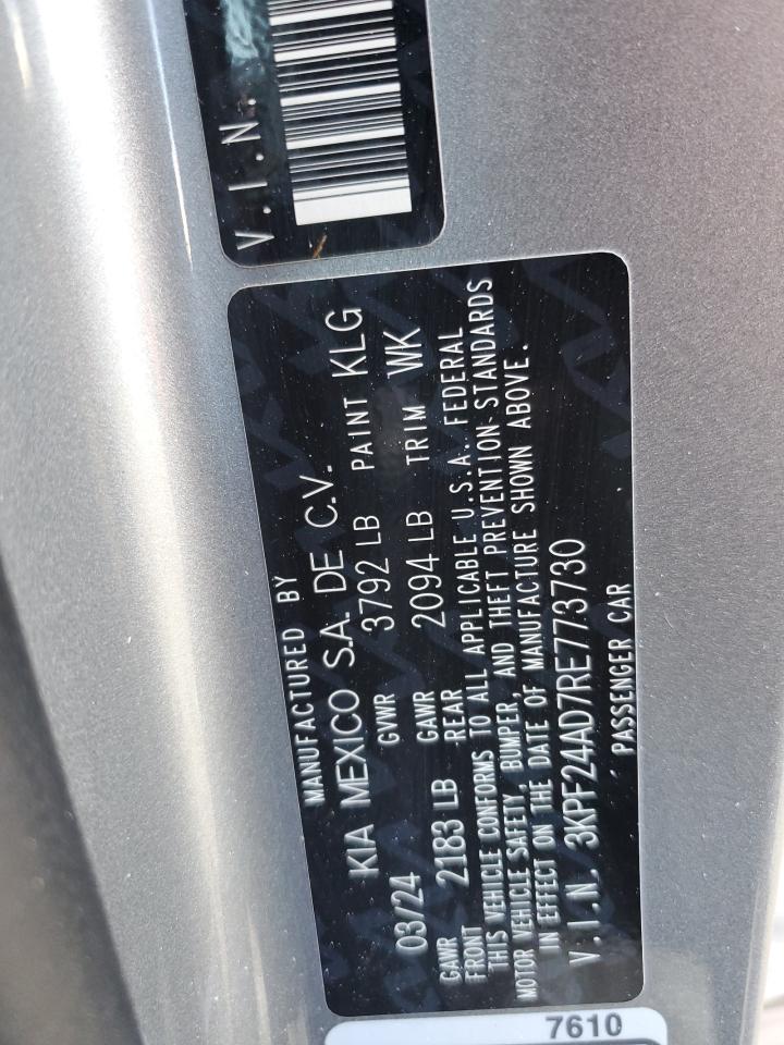 2024 Kia Forte Lx VIN: 3KPF24AD7RE773730 Lot: 82340645