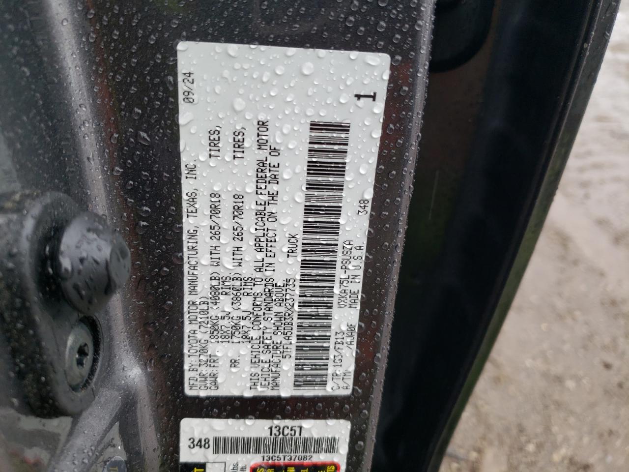 2024 Toyota Tundra Crewmax Sr VIN: 5TFLA5DB3RX237735 Lot: 85514595