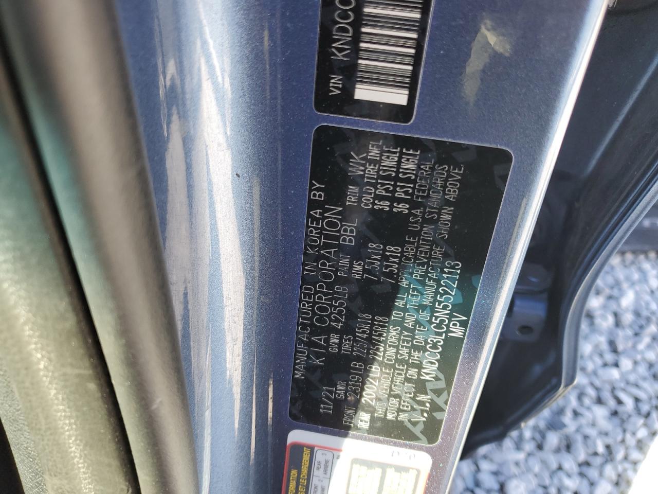 2022 Kia Niro Touring Special Edition VIN: KNDCC3LC5N5522113 Lot: 85831205