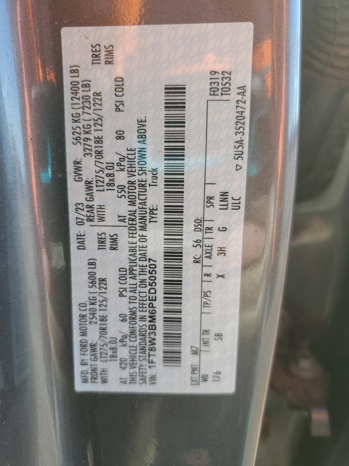 2023 Ford F350 Super Duty VIN: 1FT8W3BM6PED50507 Lot: 86258285