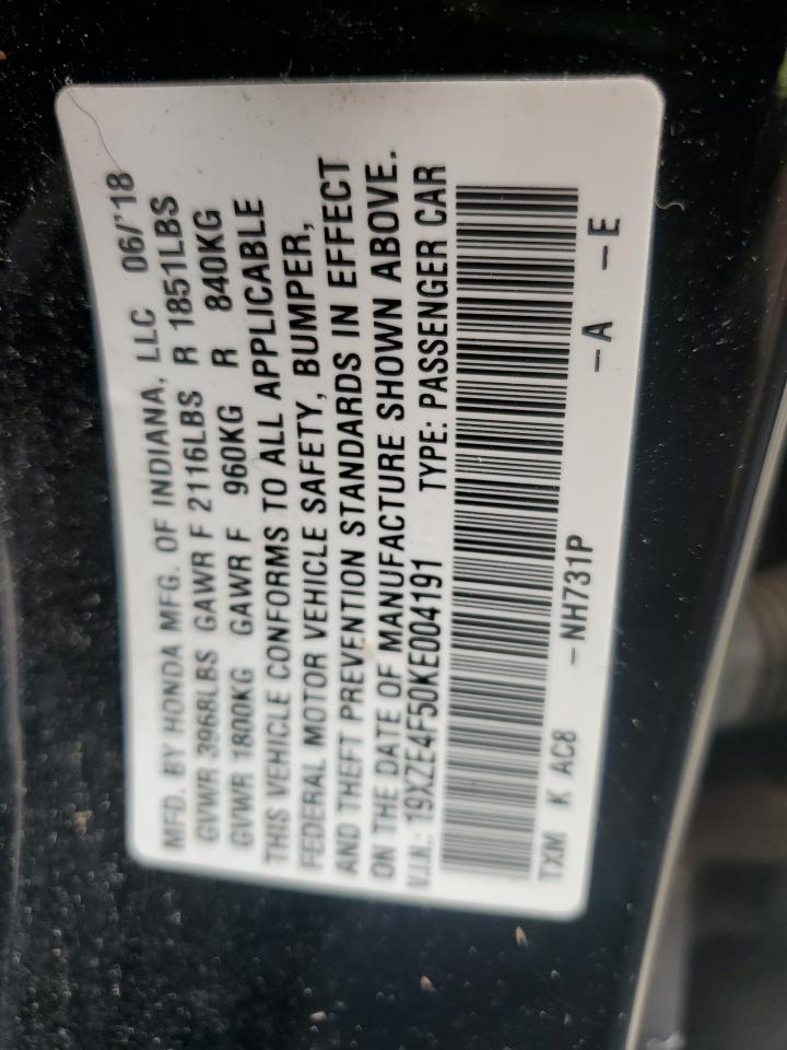 2019 Honda Insight Ex VIN: 19XZE4F50KE004191 Lot: 85001515