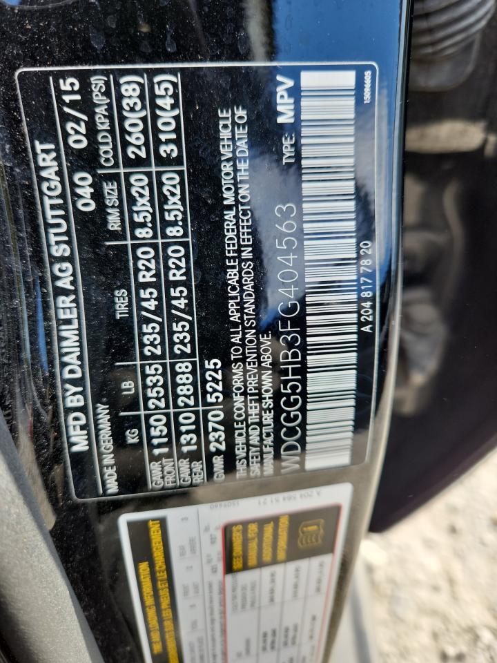 2015 Mercedes-Benz Glk 350 VIN: WDCGG5HB3FG404563 Lot: 85568375