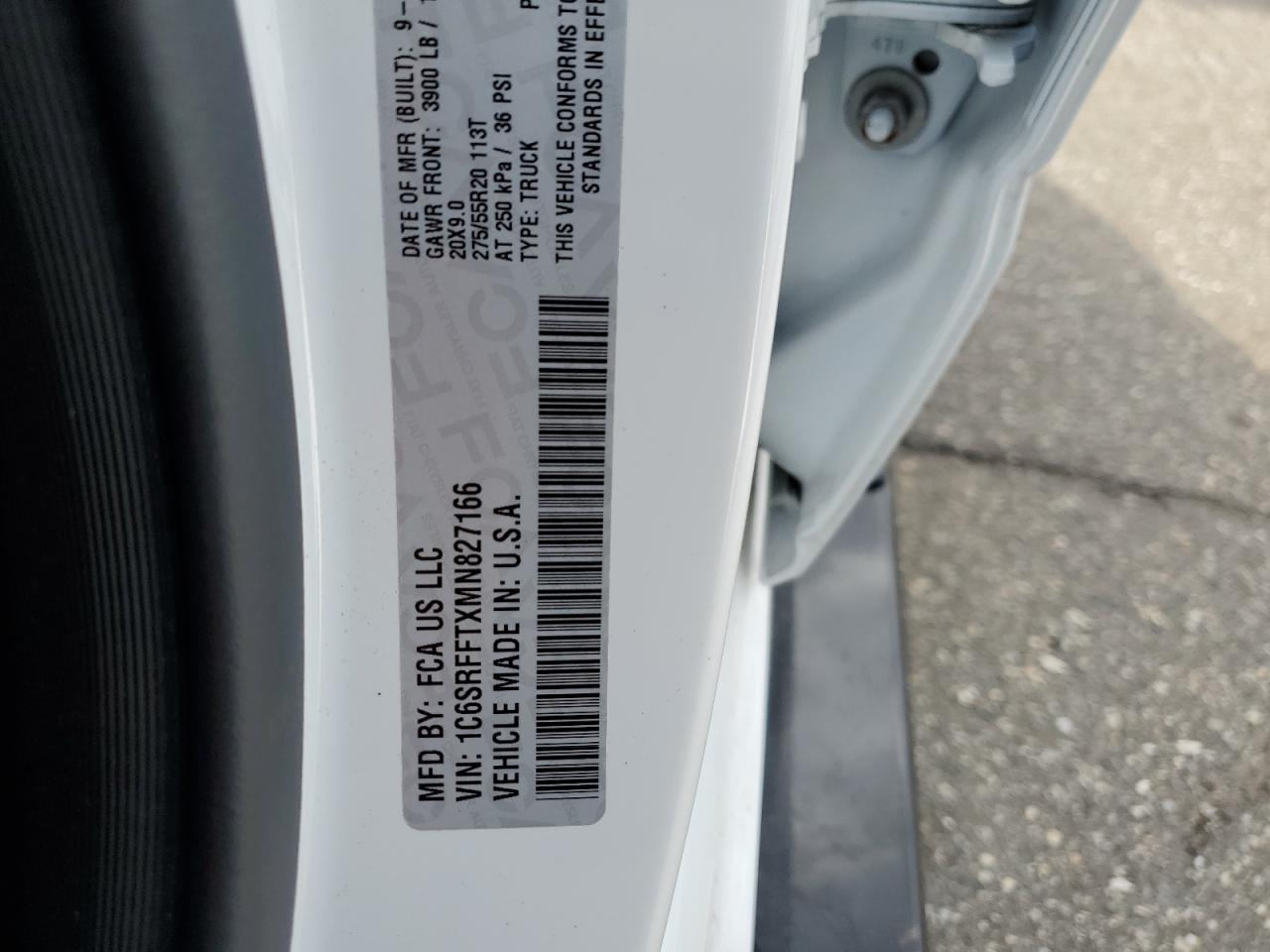 2021 Ram 1500 Big Horn/Lone Star VIN: 1C6SRFFTXMN827166 Lot: 89449785