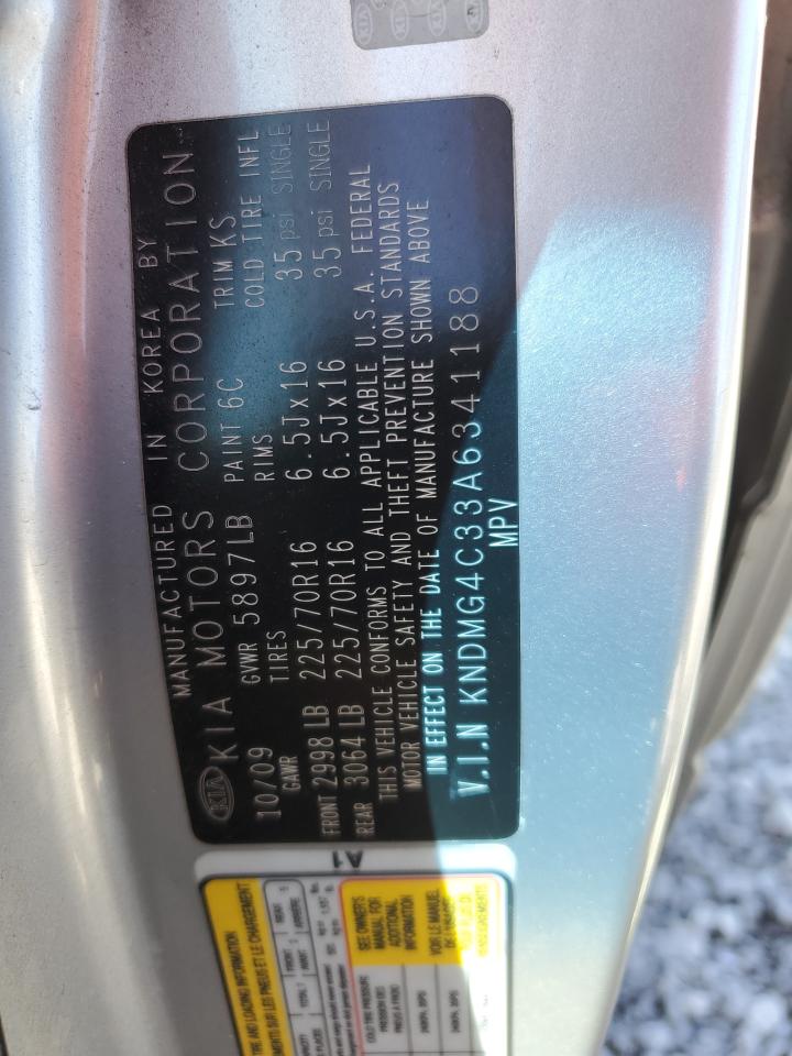 2010 Kia Sedona Lx VIN: KNDMG4C33A6341188 Lot: 85339805