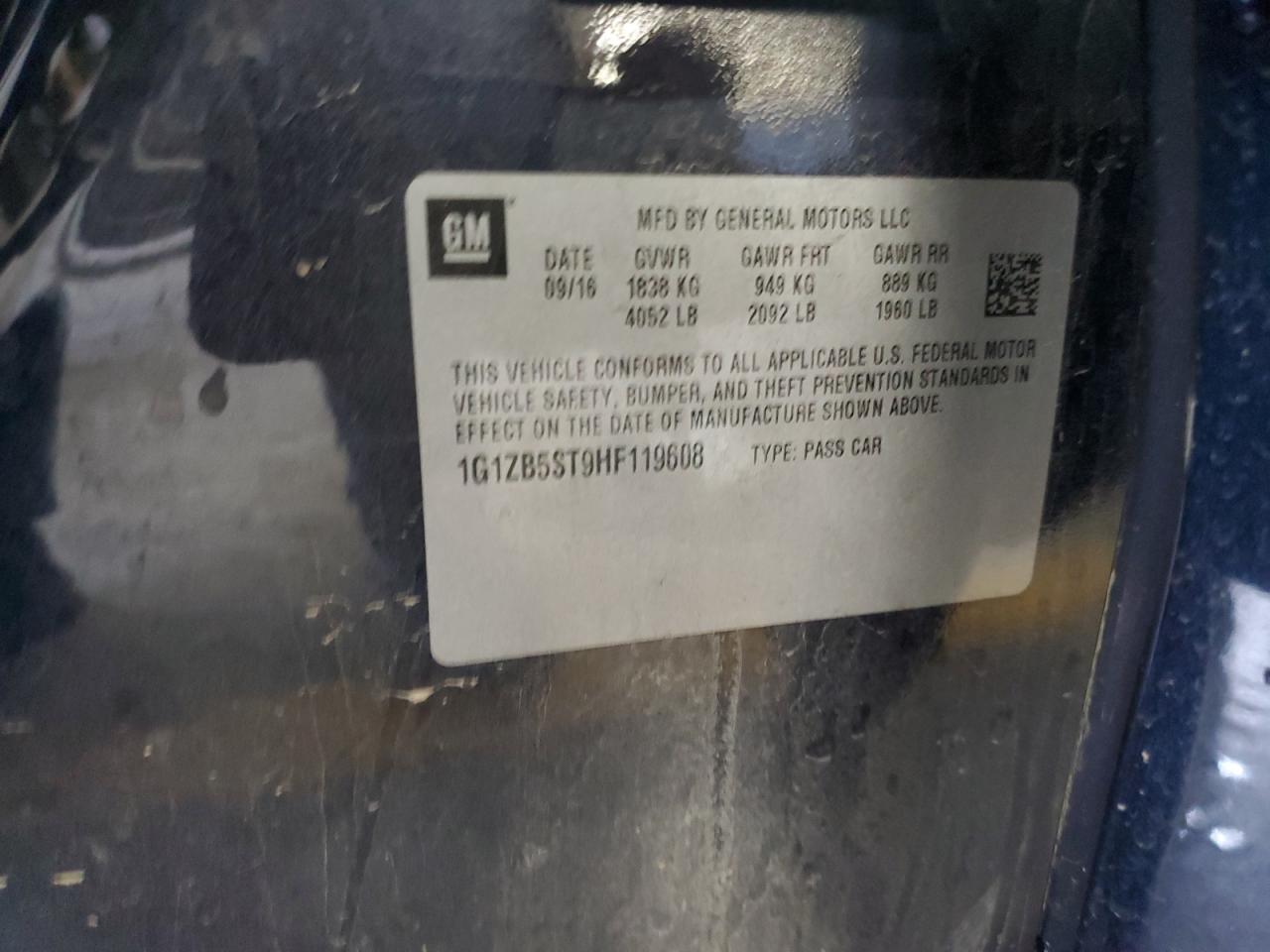 2017 Chevrolet Malibu Ls VIN: 1G1ZB5ST9HF119608 Lot: 82274155