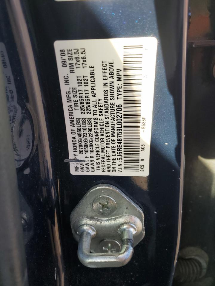 2009 Honda Cr-V Exl VIN: 5J6RE48759L002706 Lot: 82377785