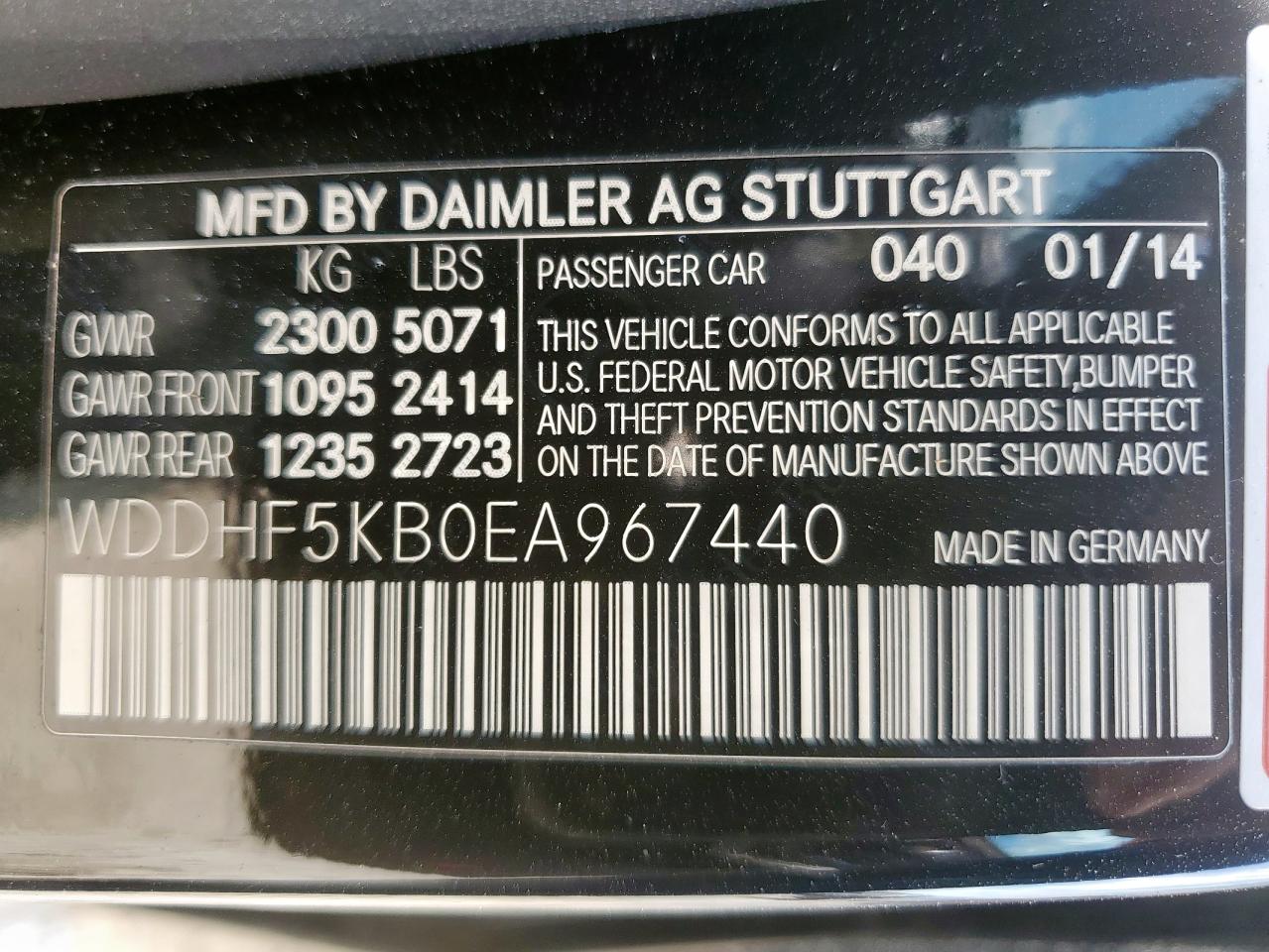 2014 Mercedes-Benz E 350 VIN: WDDHF5KB0EA967440 Lot: 84945535