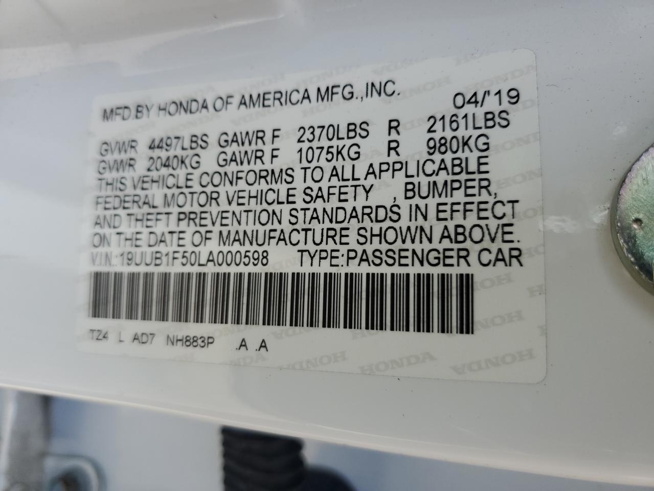 2020 Acura Tlx Technology VIN: 19UUB1F50LA000598 Lot: 85897515