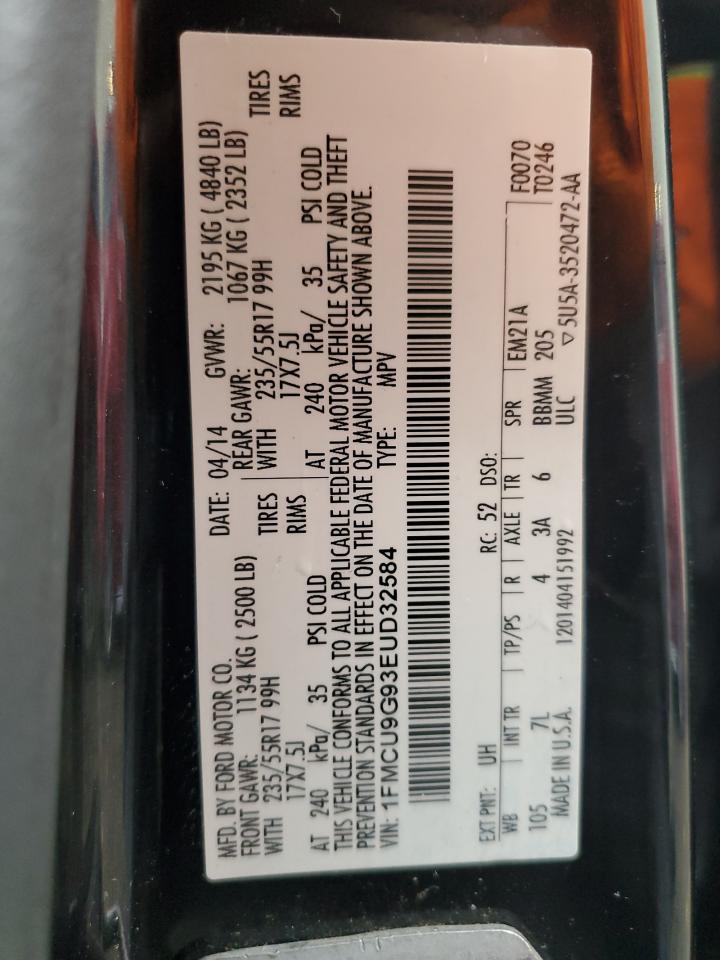 2014 Ford Escape Se VIN: 1FMCU9G93EUD32584 Lot: 86865545