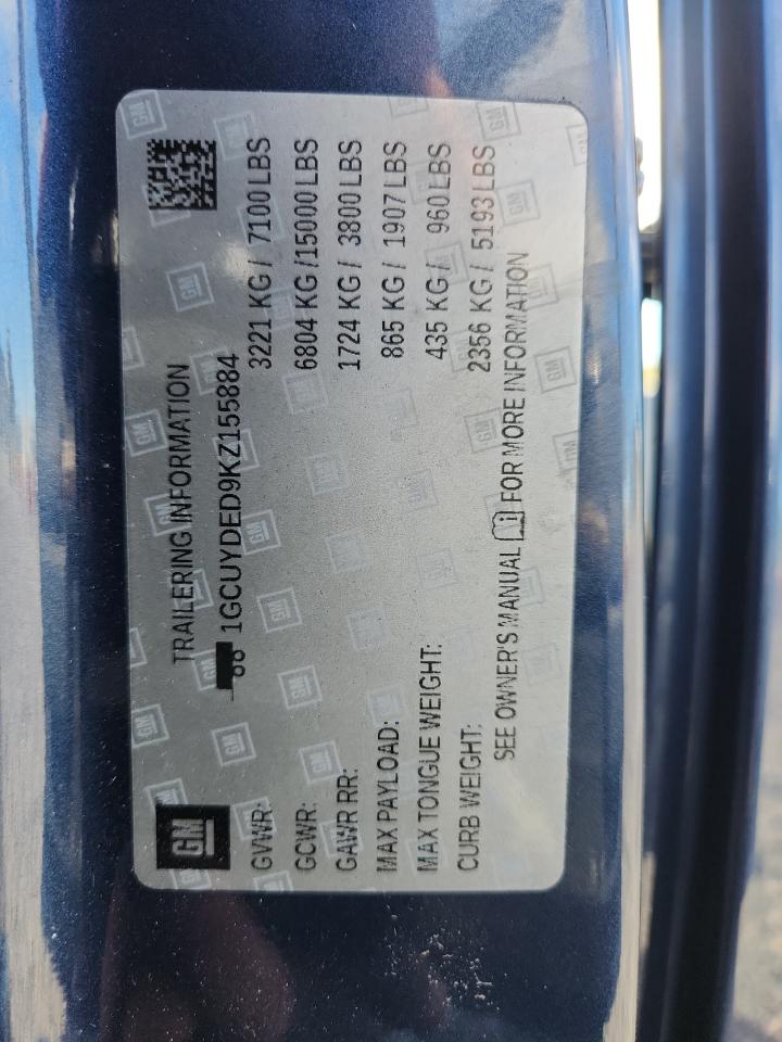 2019 Chevrolet Silverado K1500 Lt VIN: 1GCUYDED9KZ155884 Lot: 82394165