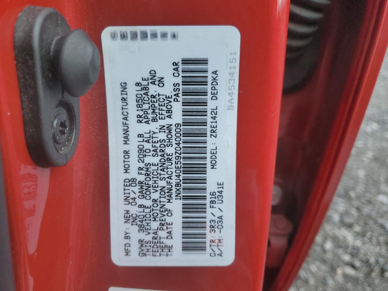 2009 Toyota Corolla Base VIN: 1NXBU40E59Z040009 Lot: 86297895