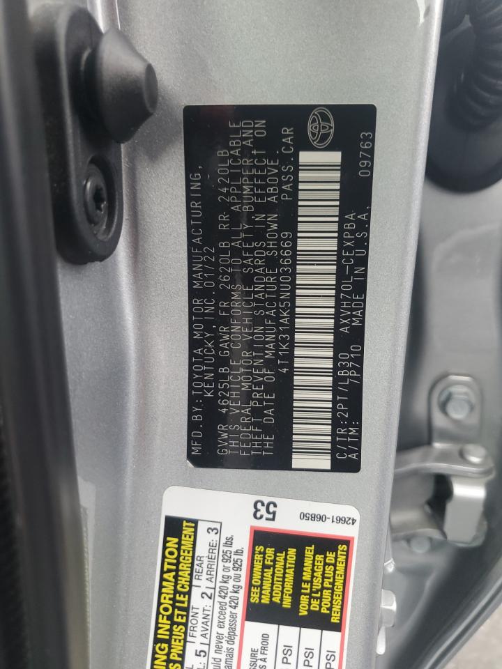 2022 Toyota Camry Xse VIN: 4T1K31AK5NU036669 Lot: 81767475