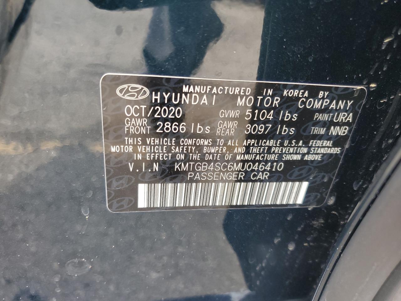 2021 Genesis G80 Base VIN: KMTGB4SC6MU046410 Lot: 84910785