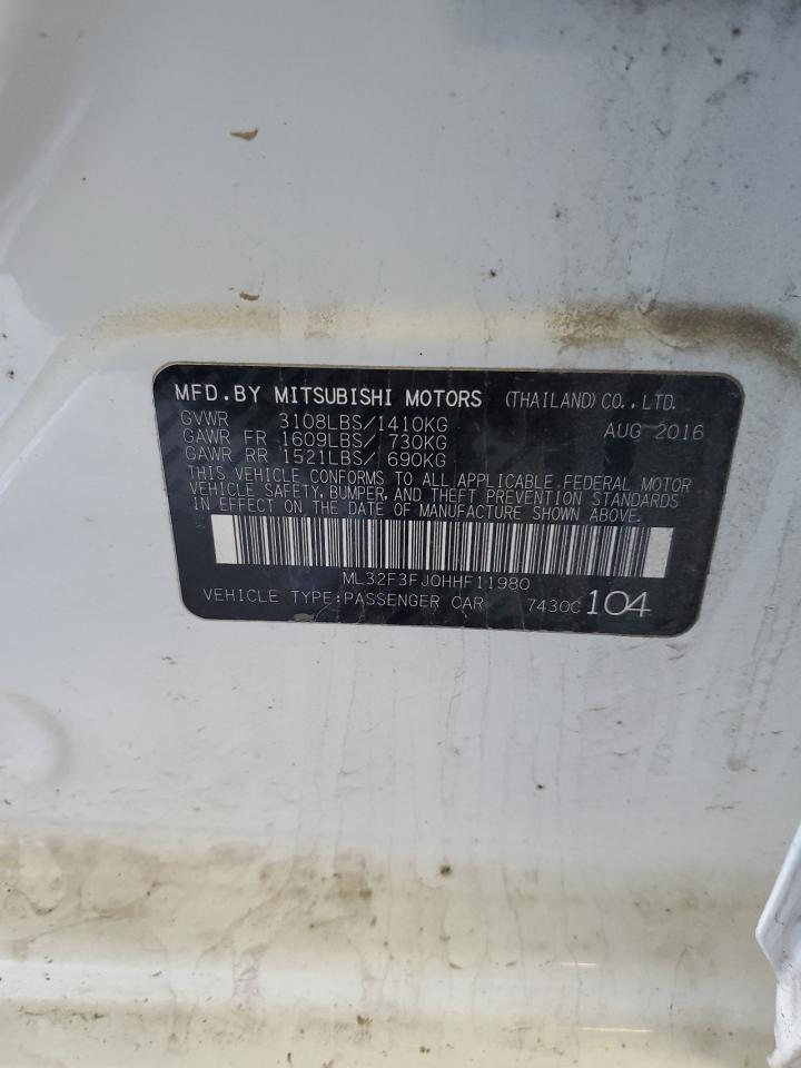 2017 Mitsubishi Mirage G4 Es VIN: ML32F3FJ0HHF11980 Lot: 82179305