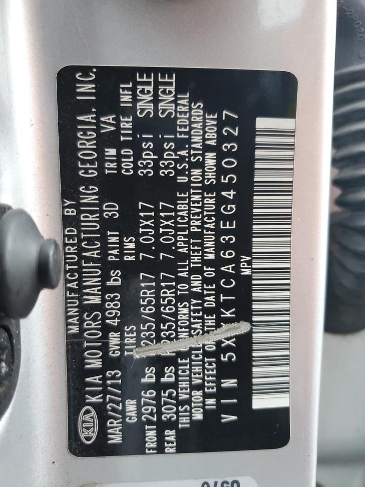 2014 Kia Sorento Lx VIN: 5XYKTCA63EG450327 Lot: 84878175