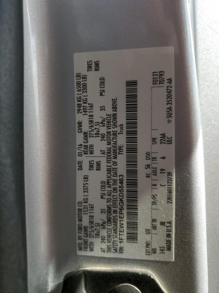 2016 Ford F150 Supercrew VIN: 1FTEW1EP6GKD55463 Lot: 82745395