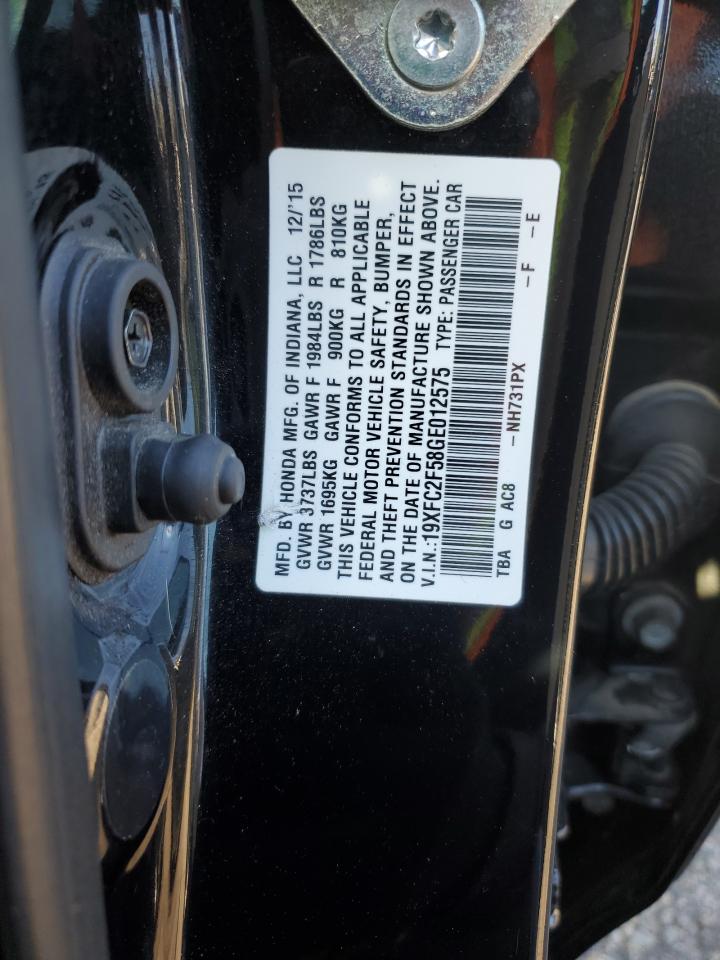 2016 Honda Civic Lx VIN: 19XFC2F58GE012575 Lot: 85946115