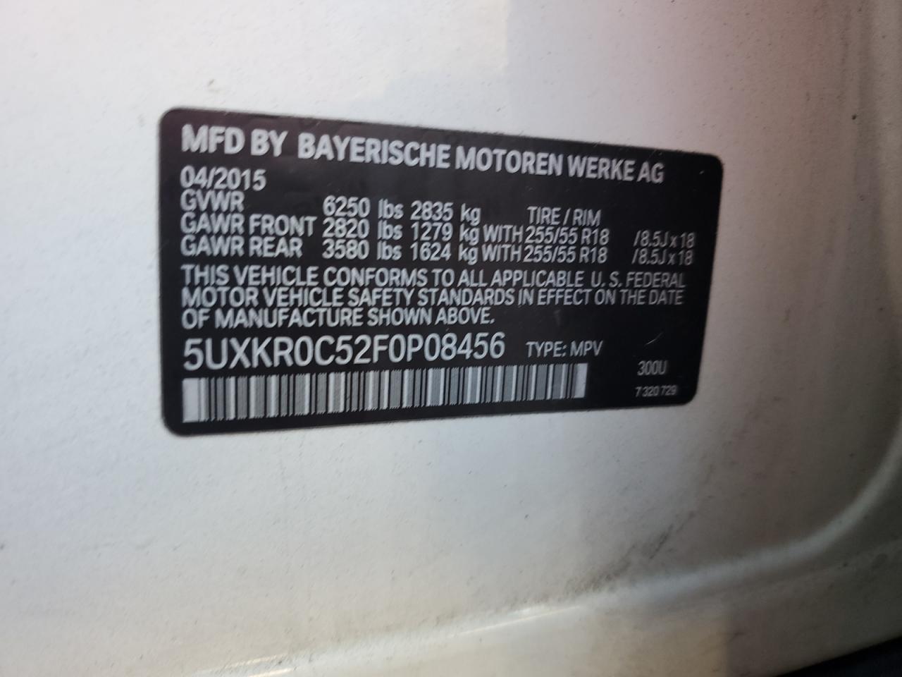 2015 BMW X5 xDrive35I VIN: 5UXKR0C52F0P08456 Lot: 82318945