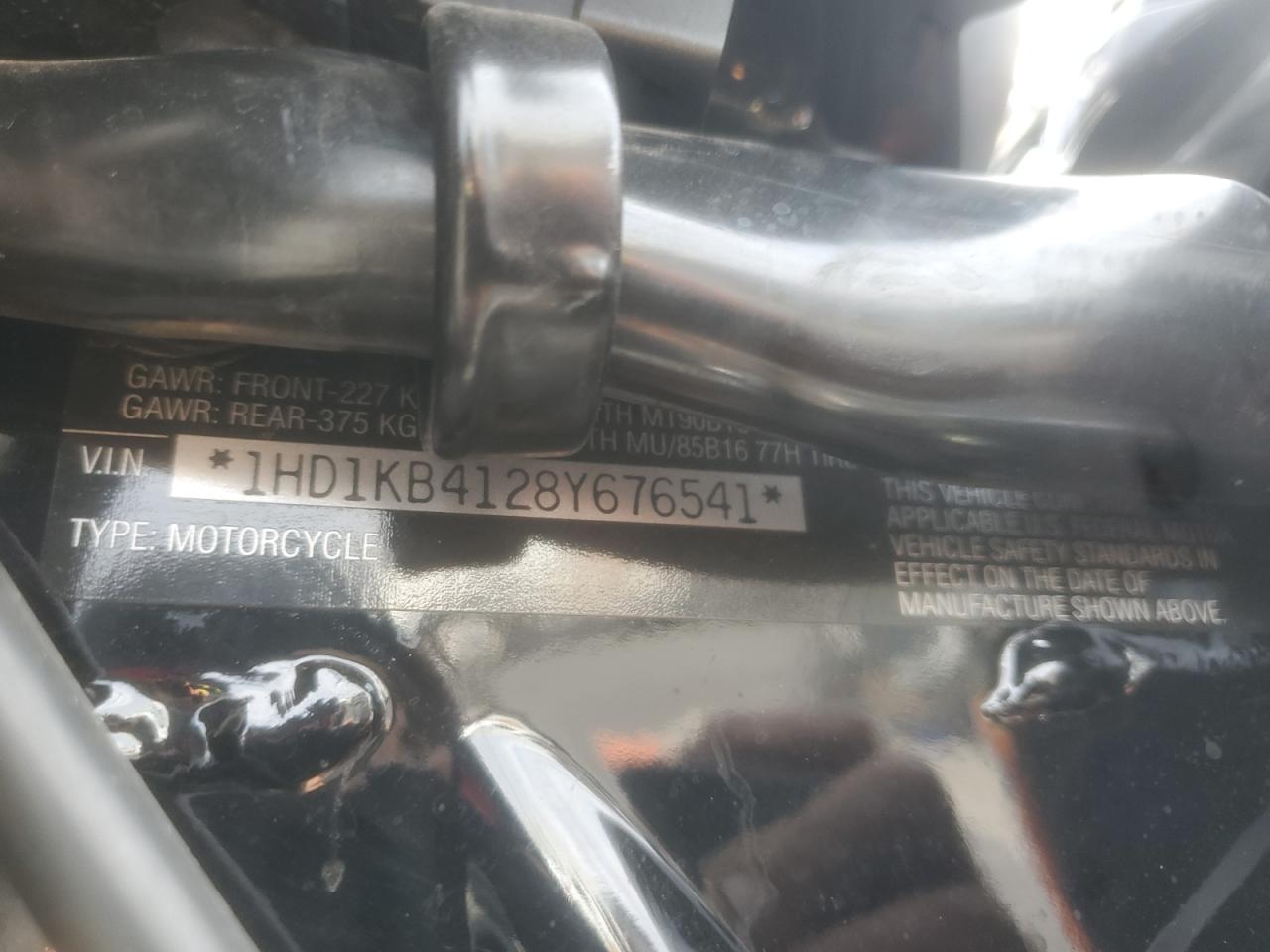 2008 Harley-Davidson Flhx VIN: 1HD1KB4128Y676541 Lot: 86639635