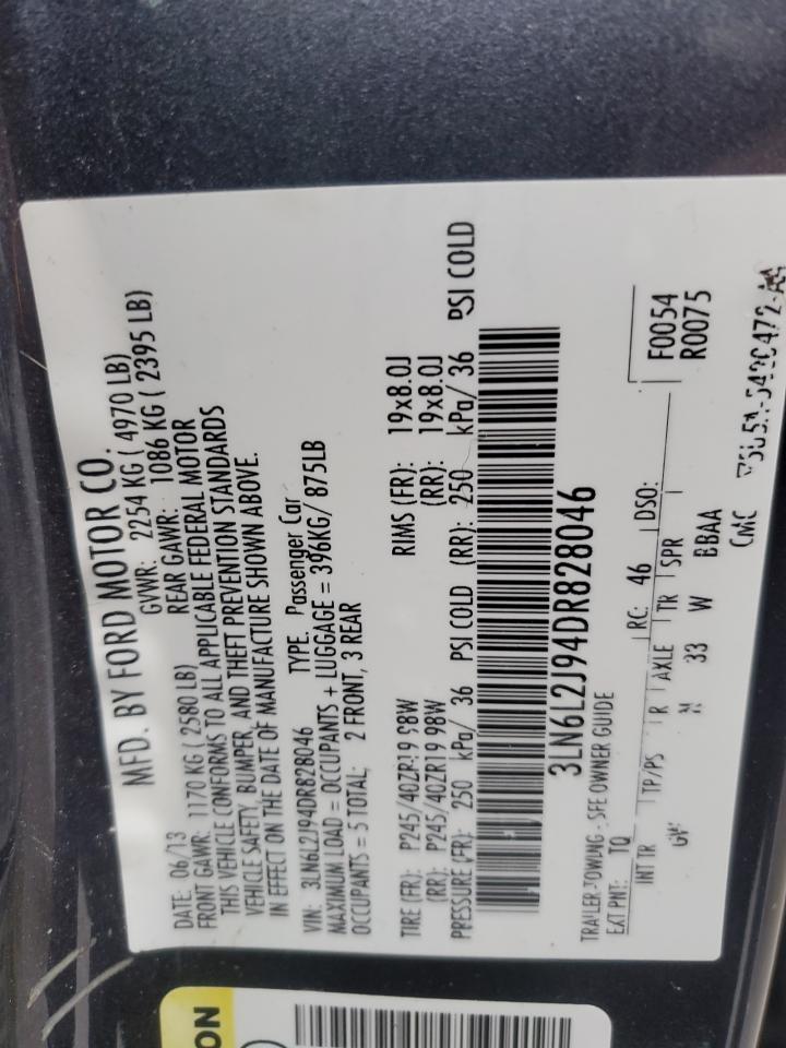 2013 Lincoln Mkz VIN: 3LN6L2J94DR828046 Lot: 85206175