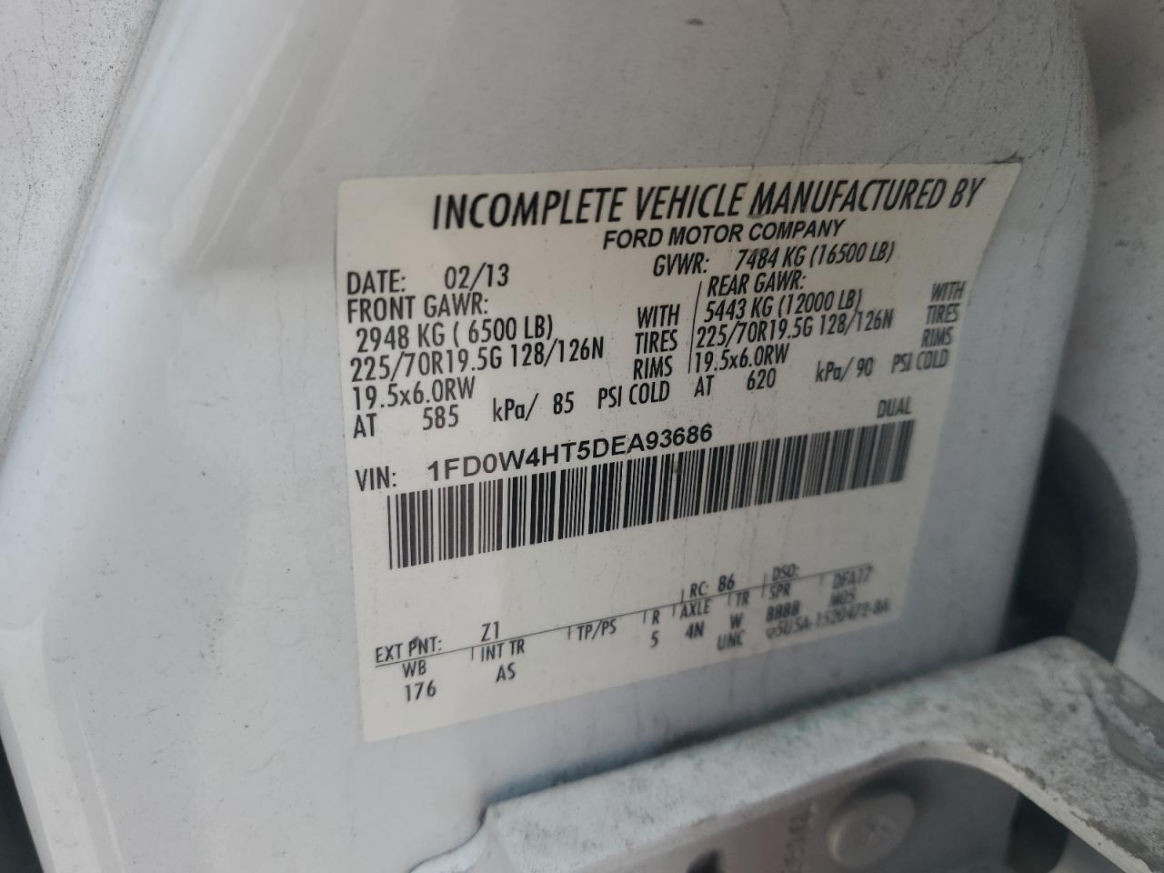 2013 Ford F450 Super Duty VIN: 1FD0W4HT5DEA93686 Lot: 84468555