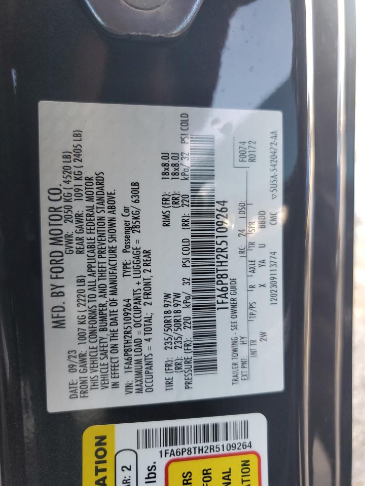 2024 Ford Mustang VIN: 1FA6P8TH2R5109264 Lot: 85777475