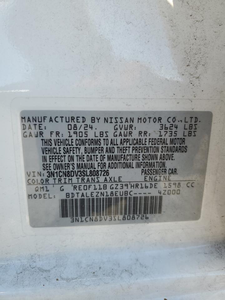 2025 Nissan Versa S VIN: 3N1CN8DV3SL808726 Lot: 90894055