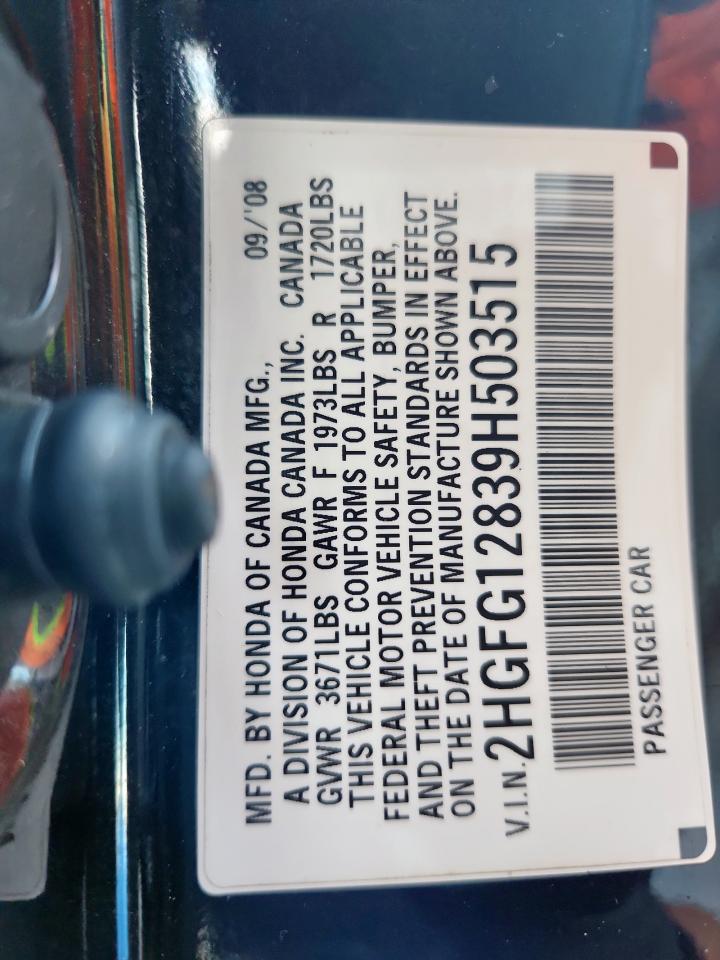 2009 Honda Civic Ex VIN: 2HGFG12839H503515 Lot: 85746755