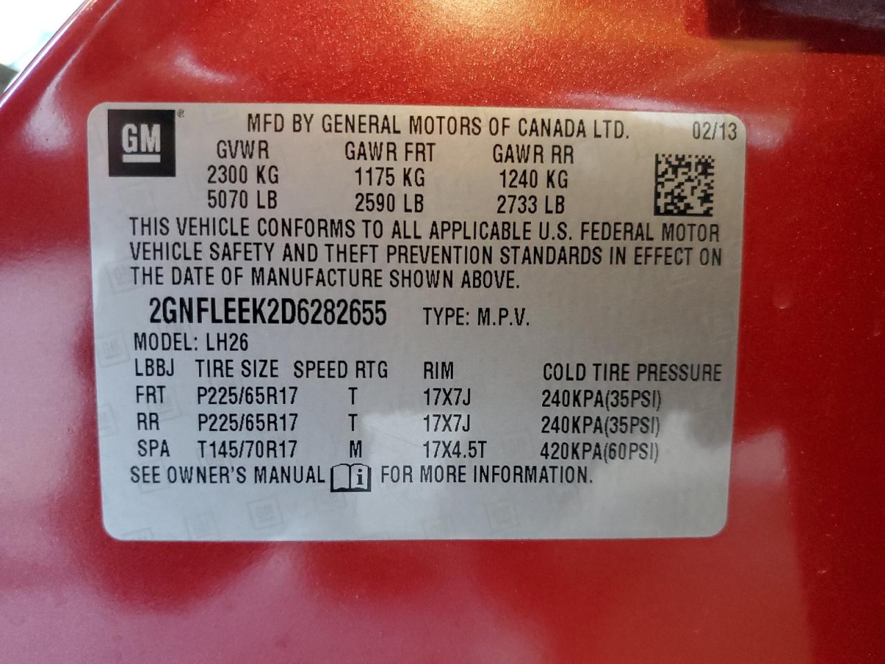 2013 Chevrolet Equinox Lt VIN: 2GNFLEEK2D6282655 Lot: 82382775