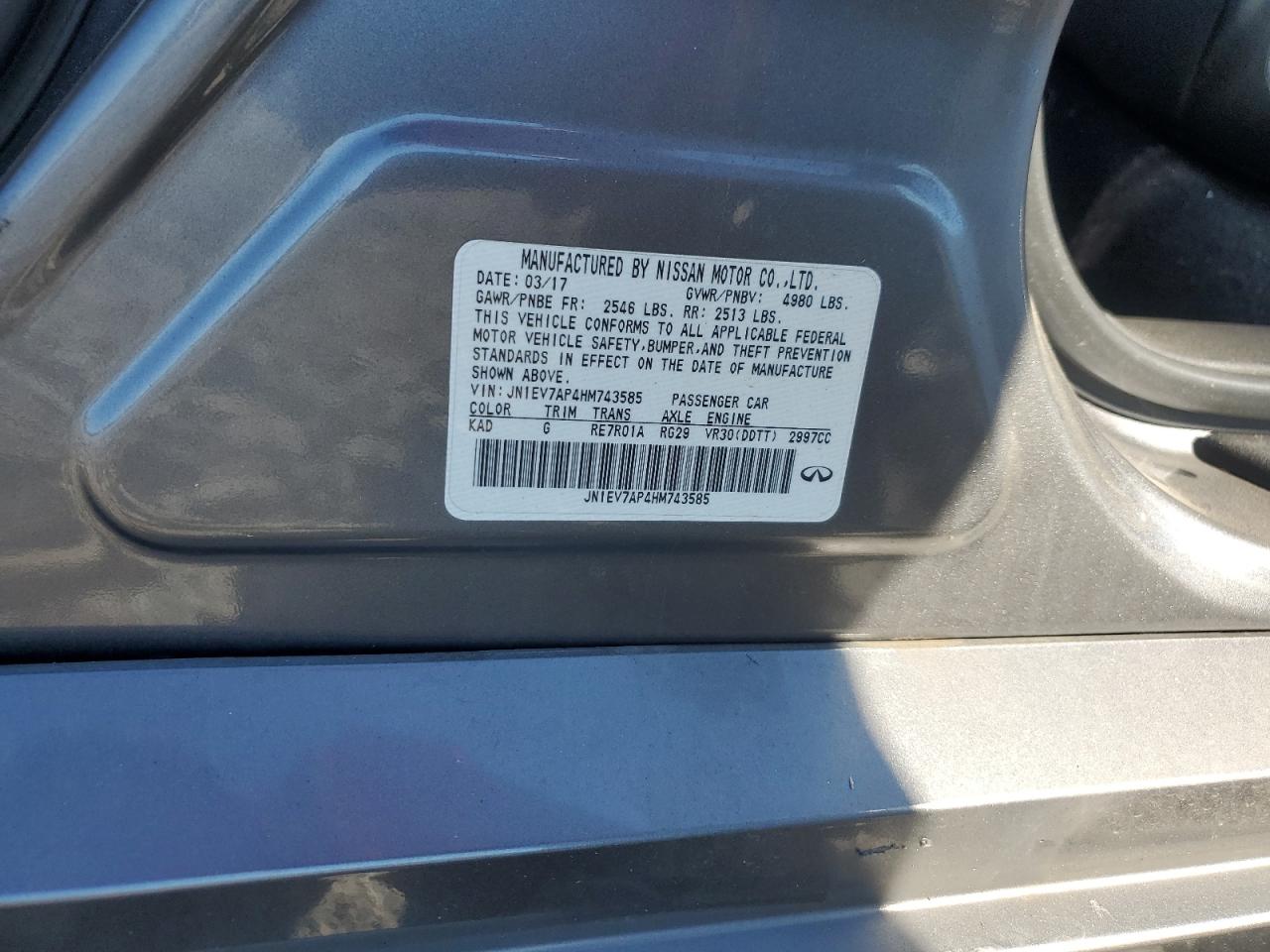 2017 Infiniti Q50 Premium VIN: JN1EV7AP4HM743585 Lot: 81993875