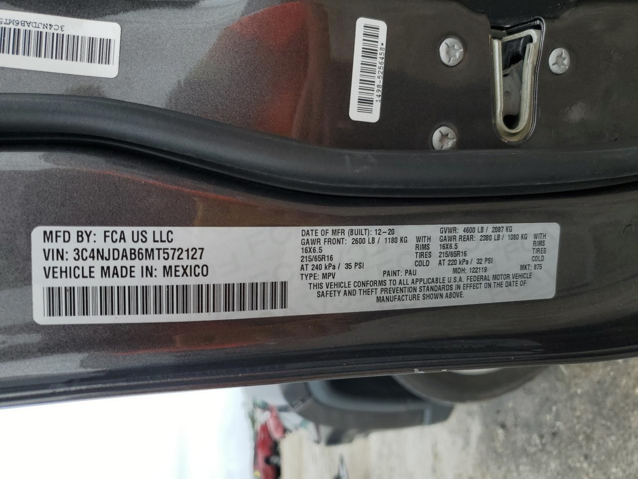 2021 Jeep Compass Sport VIN: 3C4NJDAB6MT572127 Lot: 84754245