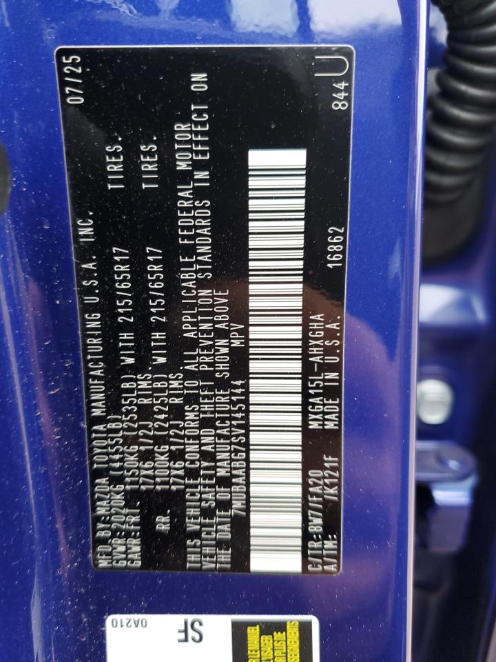 2025 Toyota Corolla Cross Le VIN: 7MUBAABG7SV145144 Lot: 85474595