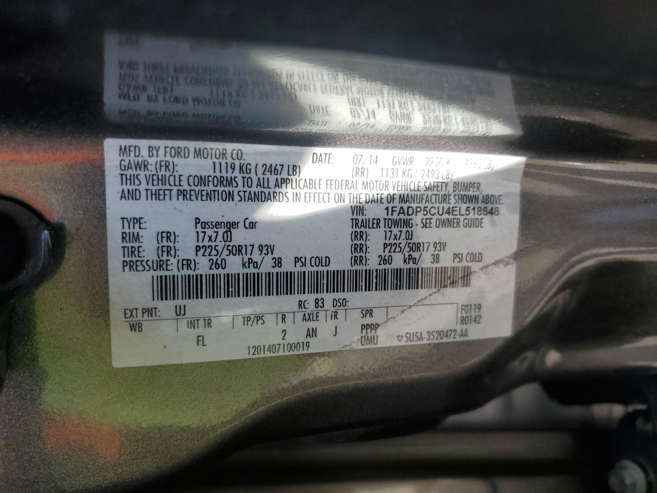 2014 Ford C-Max Premium VIN: 1FADP5CU4EL518648 Lot: 85481205