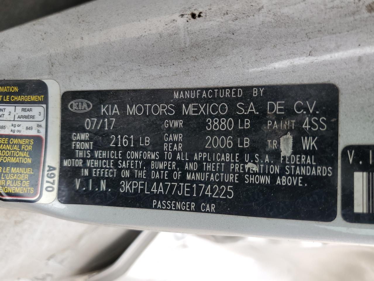 2018 Kia Forte Lx VIN: 3KPFL4A77JE174225 Lot: 85175135